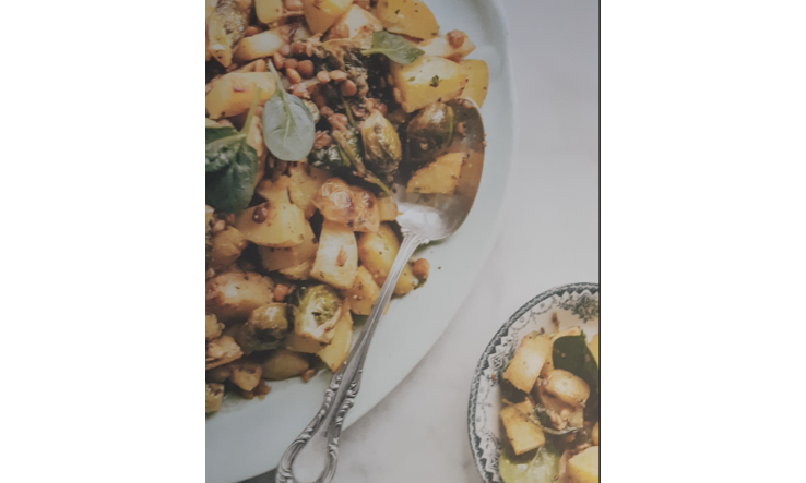 Salade tiède de pommes de terre et de choux de Bruxelles