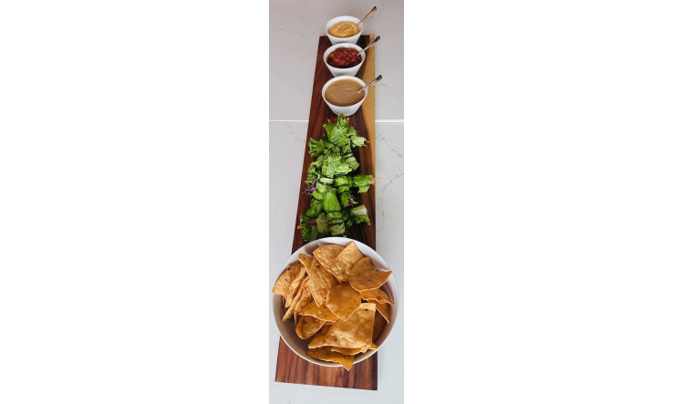 Tortillas de maïs au chipotle et Trempette sauce aux arachides