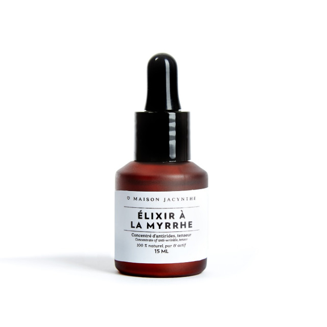 Bouteille de 15 ml avec pipette de l'Élixir à la Myrrhe de Maison Jacynthe