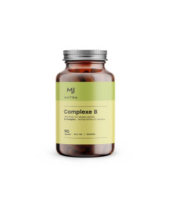 Pot en verre de 90 capsules, Complexe B - vitamines en version active de Maison Jacynthe.